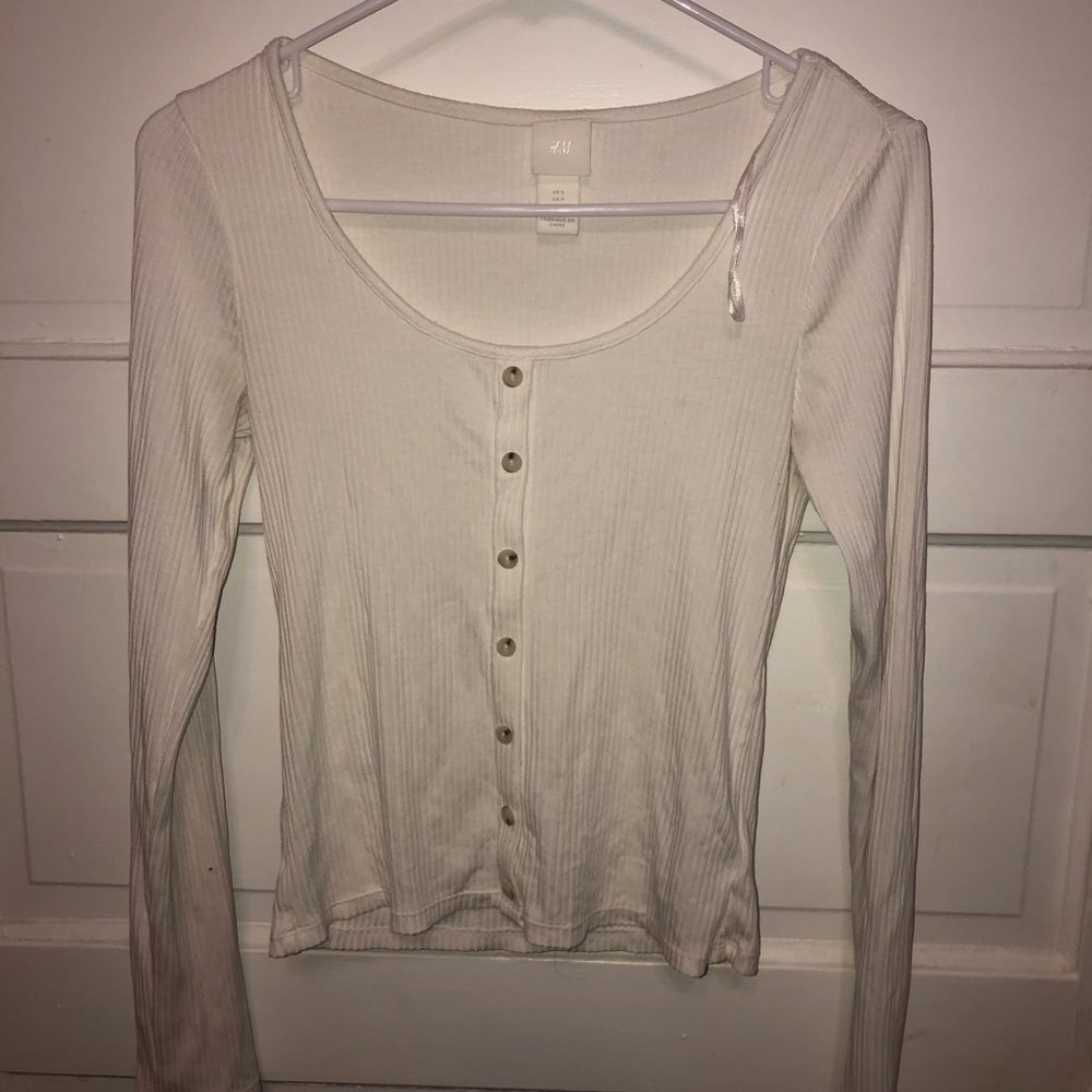 H&M White long sleeved crop top